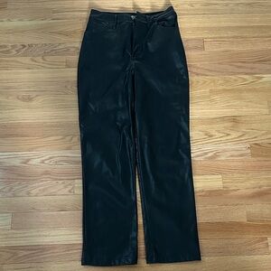 Black faux leather pants